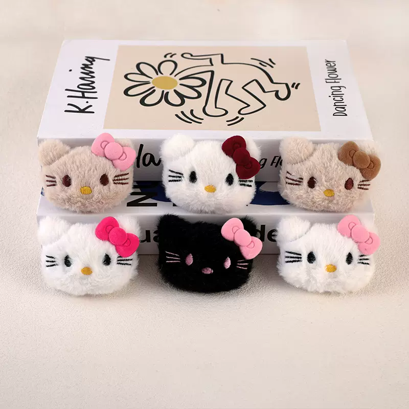 卡通毛绒KT猫配饰DIY玩偶猫咪头胸针挂件衣服包包围巾辅料配件