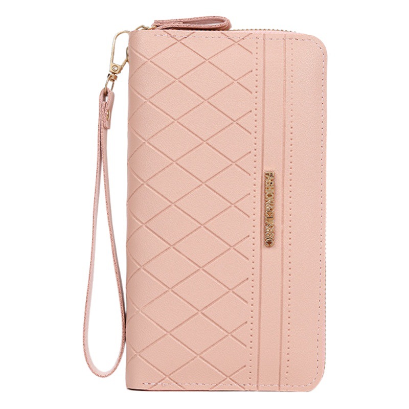 2022 nuevas mujeres de la carpeta larga simple moda de gran capacidad de doble cremallera bolsa de embrague bolsa de la madre puede contener el teléfono móvil