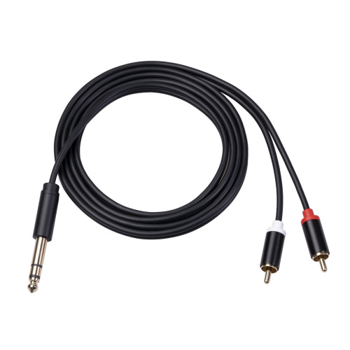 Full copper high fidelity 6.35mm plug to dual RCA male audio cable 6.5 to dual phono Y-splitter adapter