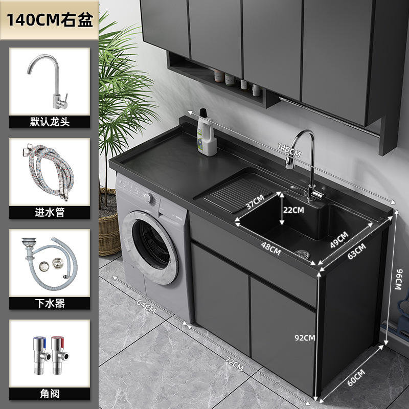 Balcón lavadora socio integrado gabinete combinación espacio de baño lavabo de aluminio mesa de lavado con lavadero fregadero