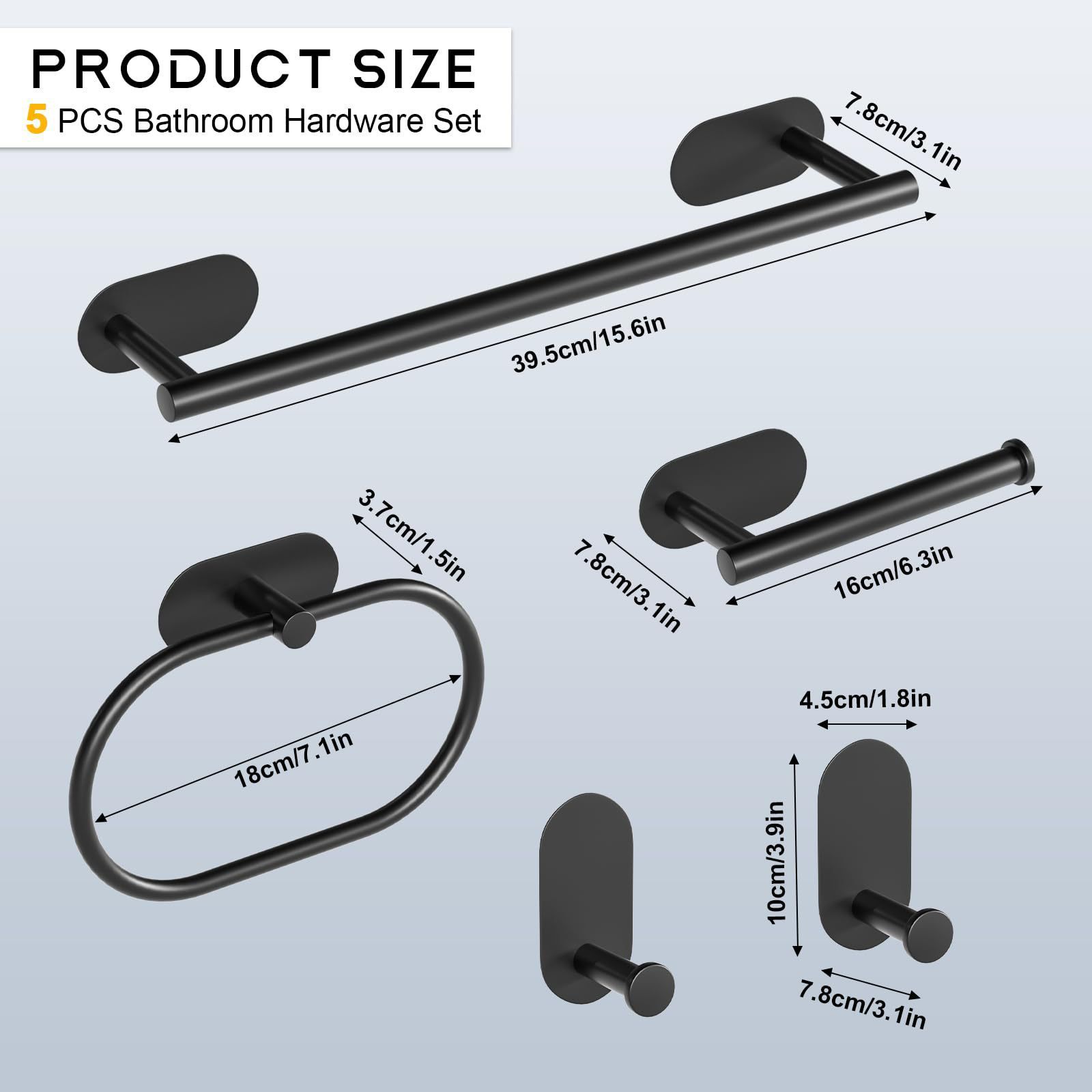 Juego de baño exclusivo transfronterizo Juego de acero inoxidable 304 sin punzonado Gancho de barra de toalla Anillo de toalla Kit de baño