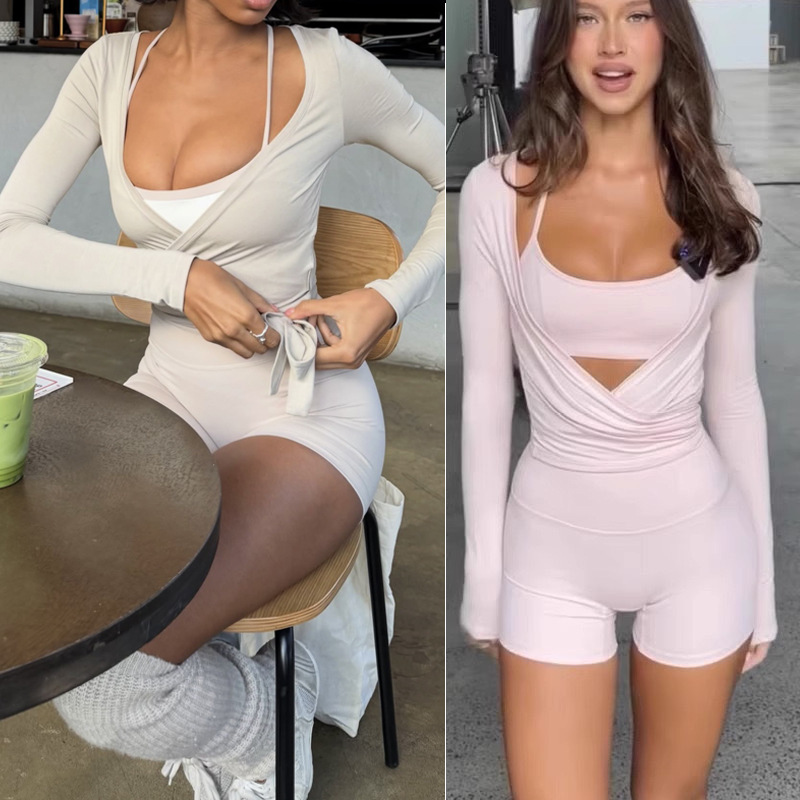 Cross-Border European and American Foreign Trade Sports Cover-Up Tops for Women, Lightweight and Skin-Friendly, Versatile for Fitness, Dance, Training, Long-Sleeve Yoga Wear