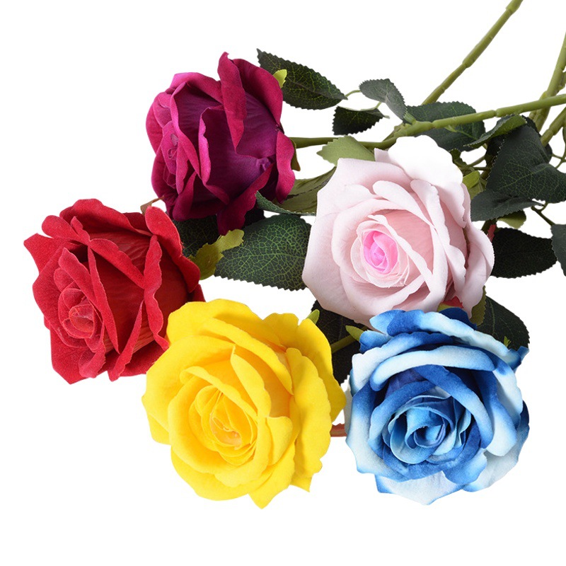 Artificial Rosa sola gran franela Rosa Día de San Valentín casa decoración de la boda flor falsa Flor de seda artificial rosa