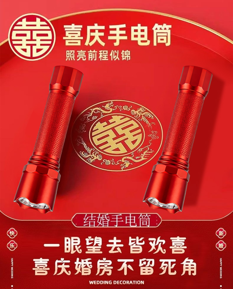 Strong Light Rechargeable Led Flashlight, Super Bright, Festive, Bright Future, Portable Outdoor Lighting Lamp Cz010