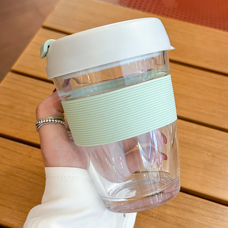 A5L鋼化玻璃咖啡杯隨行杯ins風防摔便攜水杯夏季簡約家用早餐女杯