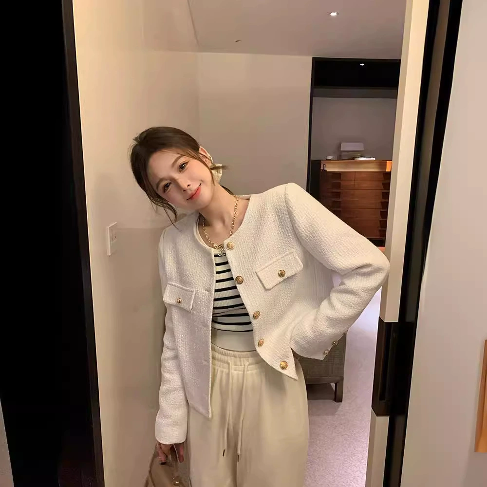 Теплая зимняя короткая куртка, стиль Chanel, французский стиль
