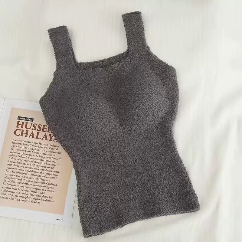 Diseño de corderos, tirantes de peluche, chalecos pequeños, mujeres invierno con terciopelo engrosado, esteras interiores y exteriores con blusas image 11