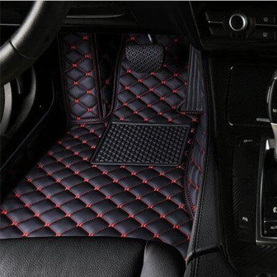 Suitable for BMW floor mats, full Ayaqaltılar (Kovriklər) - drivers-side-single-layer-black-with-red-lines