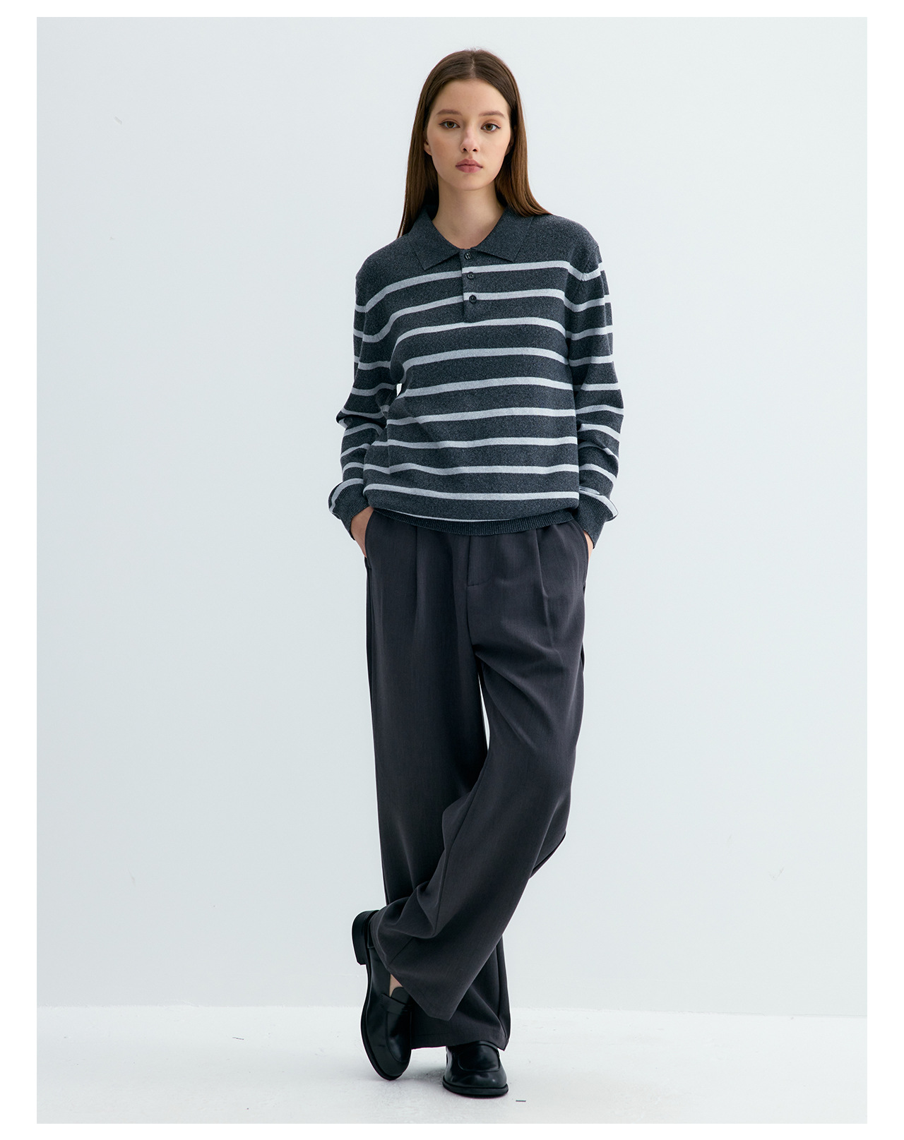 UNF Color-Block Striped 300g Polo Sweater