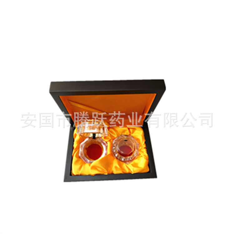 Hexagonal Brocade Wooden Gift Box 2 Pack Empty Pill Storage Case for Herbal Pills and Jewelry specifications