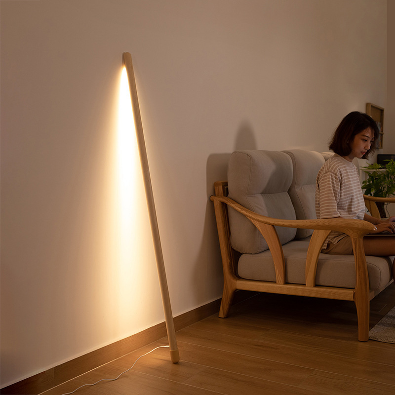 Solid Wood Floor Lamp Wall-Mounted Spotlight Corner Lamp Nordic Bedroom Living Room Background Atmosphere Vertical Led Linear Lamp Solid Wood Floor Lamp Wall-Mounted Spotlight Corner Lamp Nordic Bedroom Living Room Background Atmosphere Vertical Led Linear Lamp