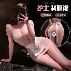 情趣内衣性感护士透视包臀裙制服纯欲诱惑睡衣免脱套装6539