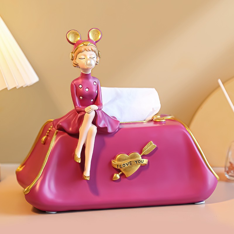 Luz de lujo estilo burbuja chica tejido caja decoración sala de estar de alta gama dormitorio almacenamiento hogar caja de tejido