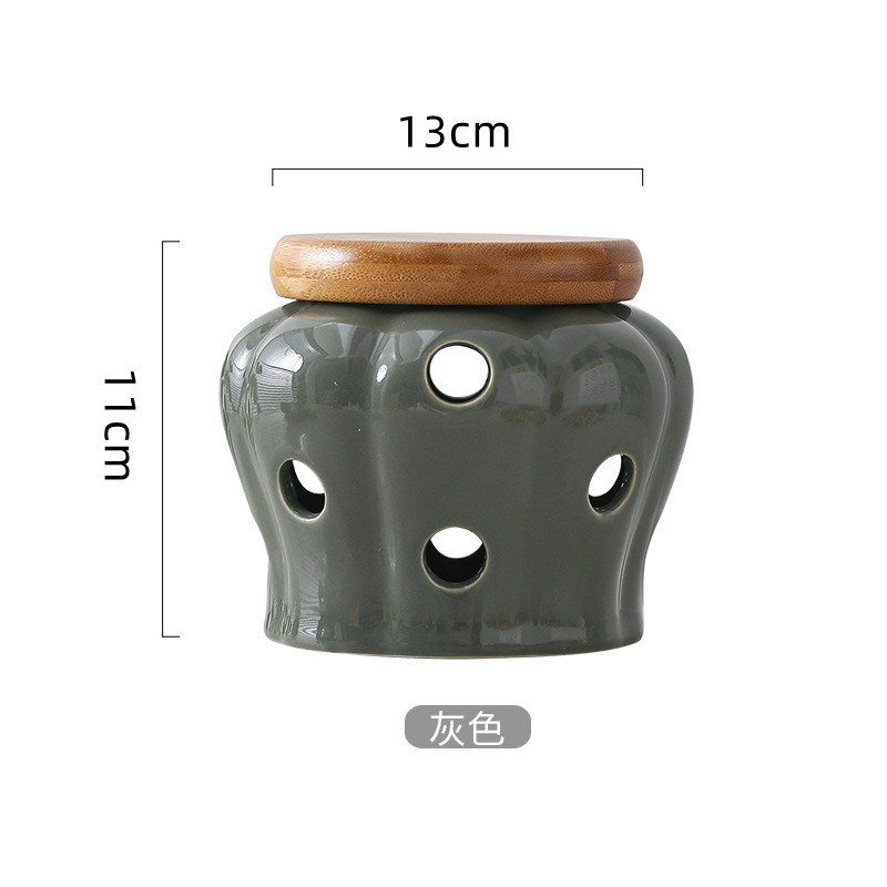 Jarra de almacenamiento de cerámica hueca transfronteriza ajo jengibre caja de almacenamiento de pimienta seca cocina ventilación tarro de almacenamiento tarro de calabaza