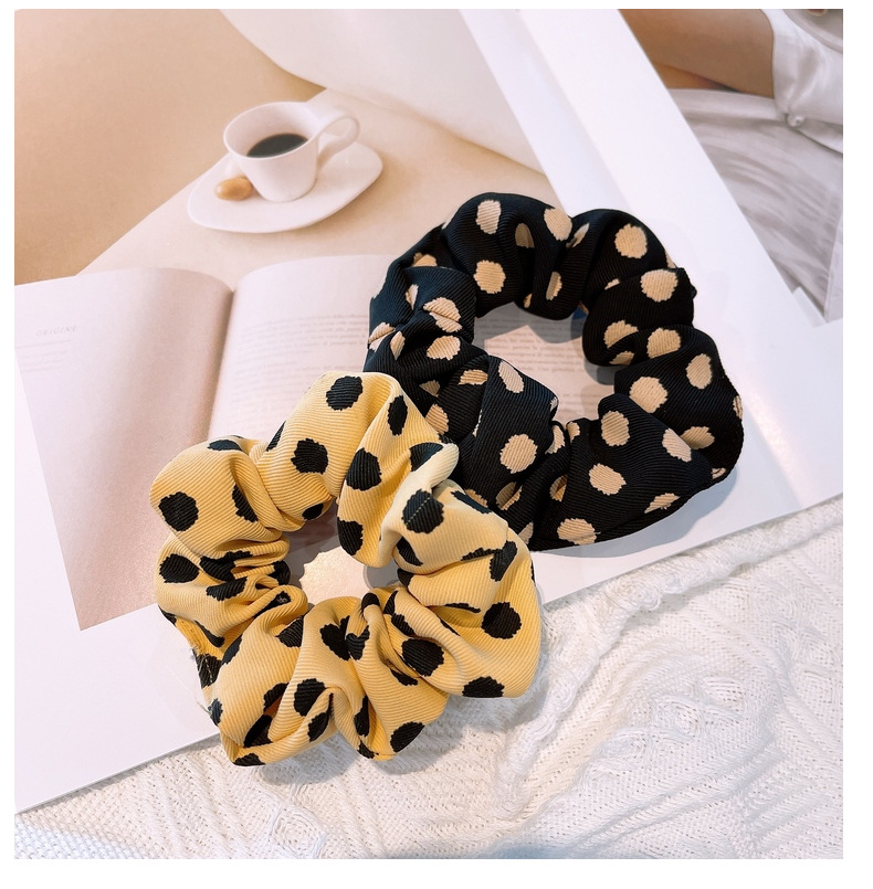 15g Weight Headwear Classification Birthday Occasion Geometric Pattern Women'S Gender Retro Style Khaki, White, Green, Blue, Yellow, Black Color Korean Retro Letter Wave Dot Hair Scrunchies 20