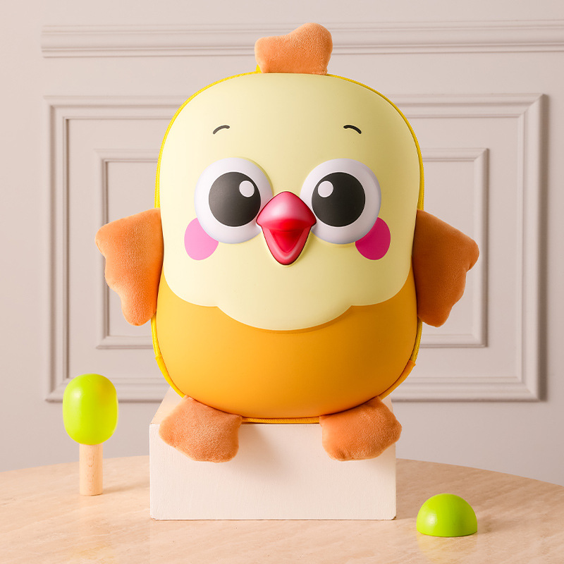 Pollo de dibujos animados en línea, mochila para niños y niñas, mochila para niños de jardín de infantes, mochila para niños de cáscara de huevo ligera