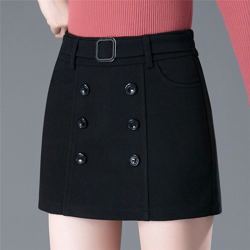 Autumn and Winter Outerwear Women's Bootcut Pants, Short Skirts, Front Skirts, Shorts, Elastic Mom Pants, Large Size Slimming Versatile Woolen Pants