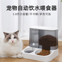 貓咪貓碗小型犬用雙碗自動喂食器狗碗自動飲水器寵物組合狗貓食盆