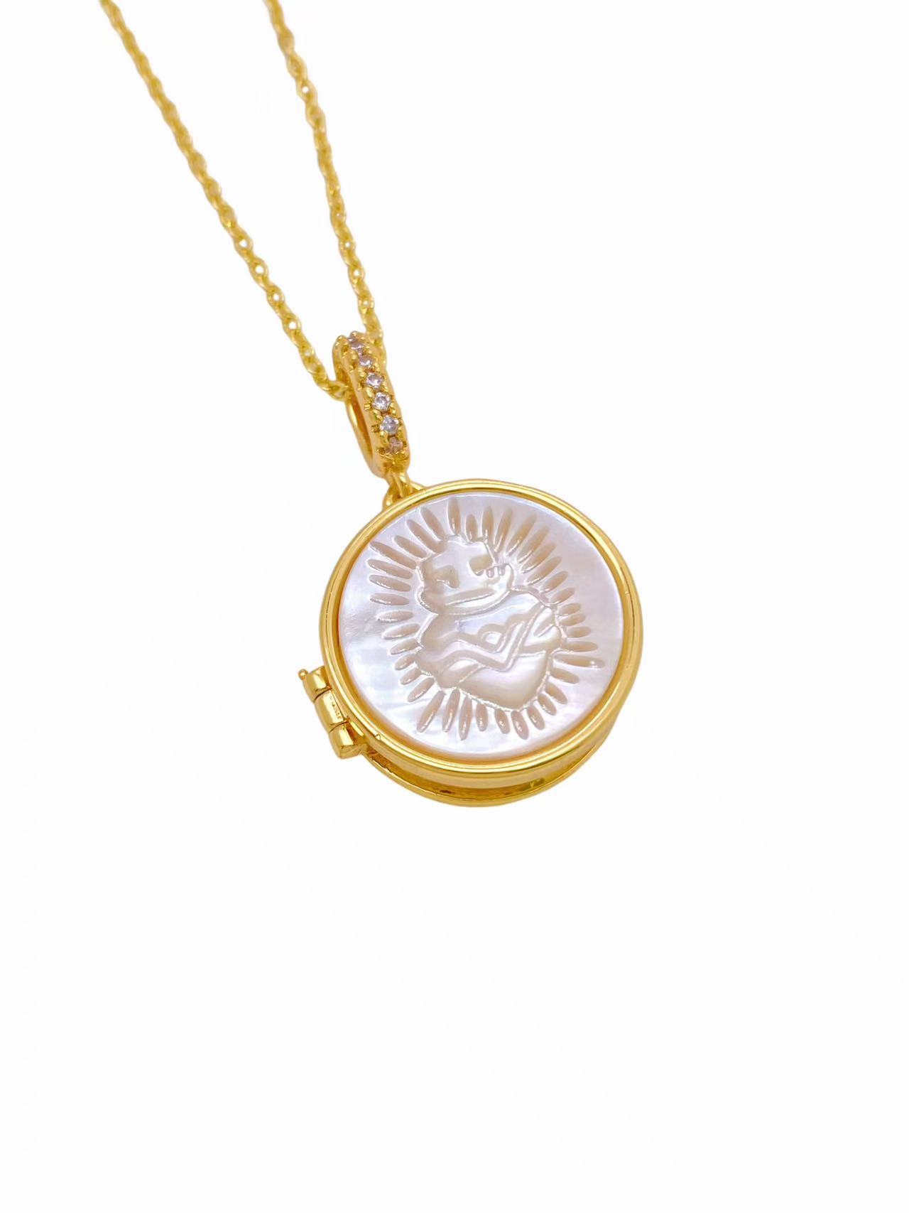 Pendant Necklace Classification Wholesale Jewelry Elegant Vintage Style Human Geometric Copper Shell Plating Cable Chain Pendant Necklace