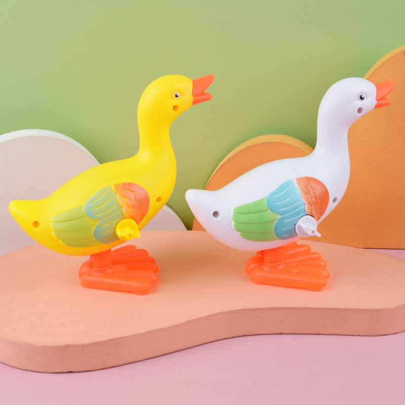 Juguete de cuerda para niños, pato blanco grande, gira y salta, niño pequeño artificial, niño y niña, animal bonito de 1 a 4 años