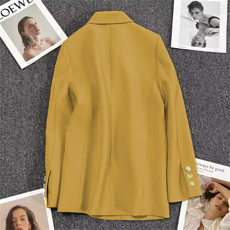 Spring and Autumn suit jacket for women 2023 new design Korean style elegant casual small suit lemon yellow top
