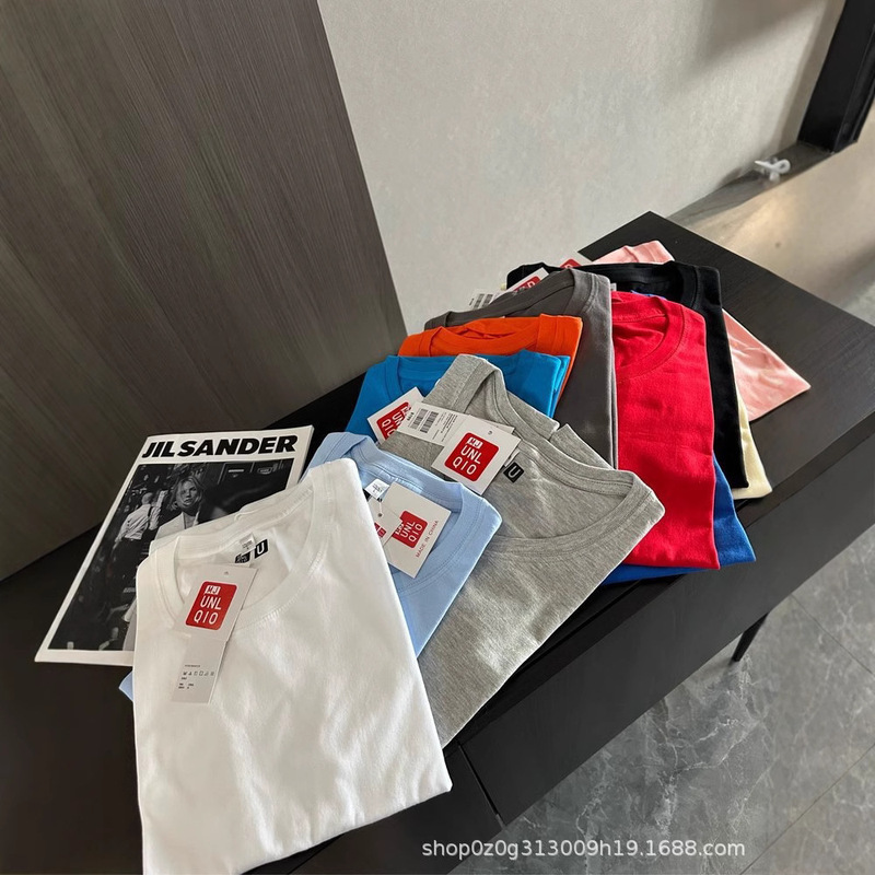MJUnIqIoU library U short sleeve T-shirt excellent candy color crew neck men's and women's 11-ribbon standard delivery