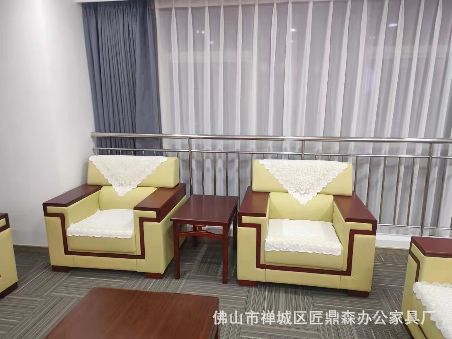 会议沙发贵宾接待室沙发单人位茶几组合办公沙发商务真皮会客沙发-阿里巴巴