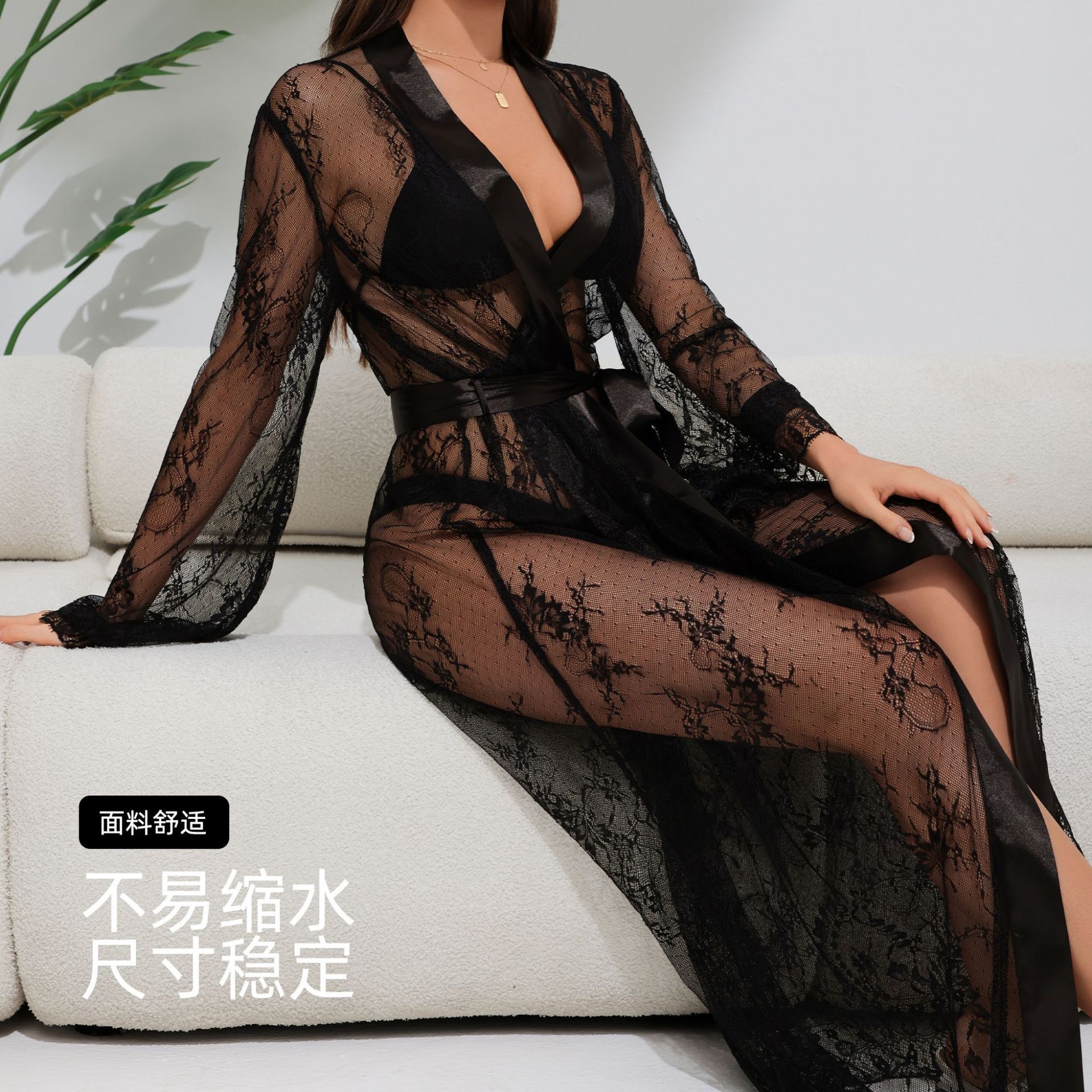 Yaoting transfronterizo amazon nuevo pijama sexy encaje bata bata bata de baño ropa de casa bata para dormir 3577