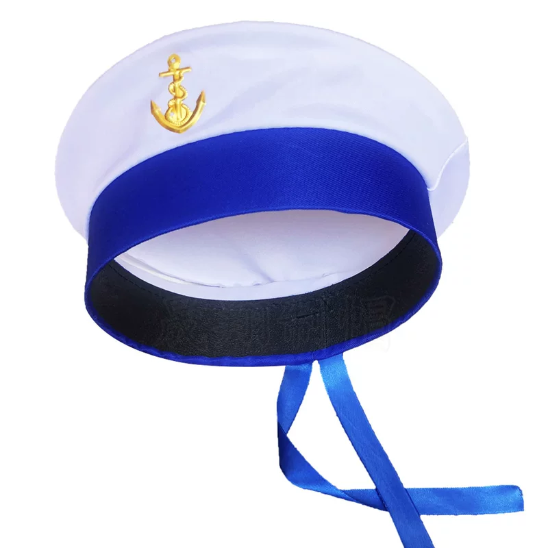 Кросс-бортная фабрика лента шляпа-малин blue edge gold anchor sailors' hat round hat beanie Yiwu производитель оптом