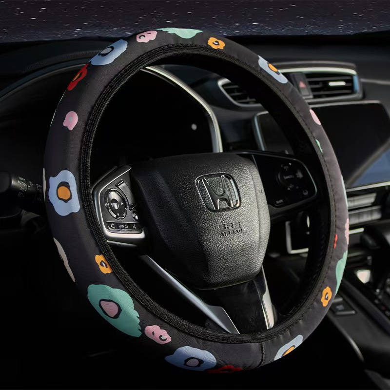 Sunflower Elastic Steering Wheel Cover Without Inner Ring, Printed Elastic Steering Wheel Cover, Cross-Border Manufacturer Wholesale