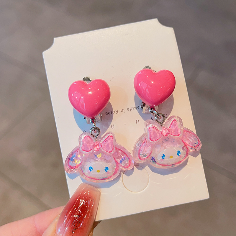 Clip de oídos de dibujos animados para niños 2024 nueva niña dulce sin agujeros de orejas orejas orejas joyerías orejas super lindas