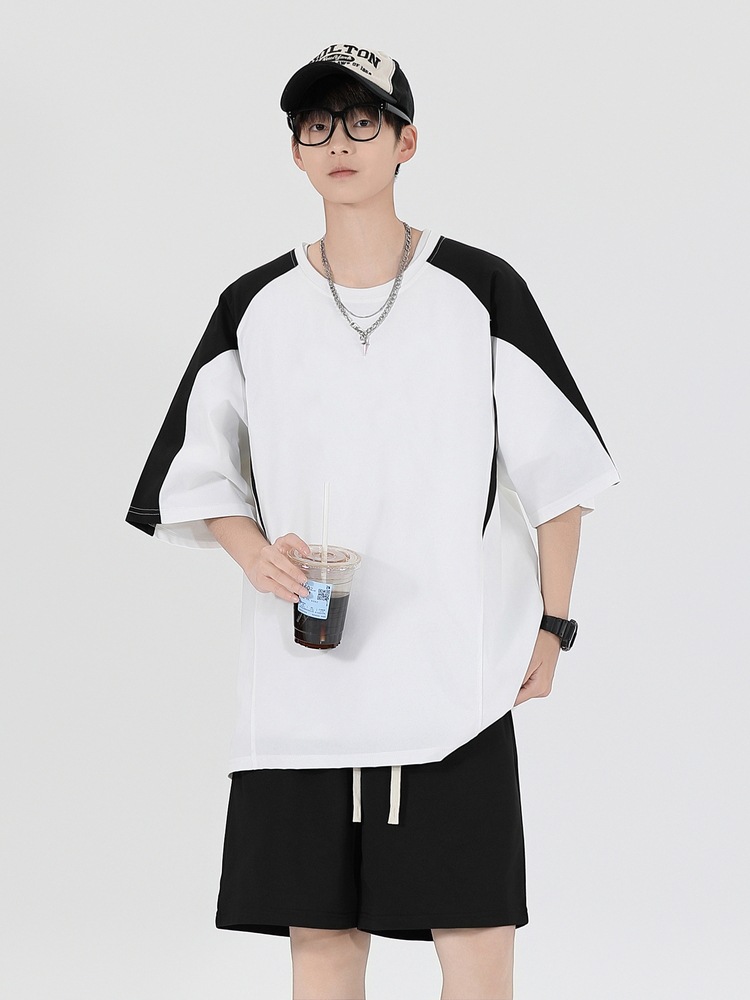 Origen fabricante verano hombres, estudiantes de secundaria y preparatoria, pantalones cortos sueltos de manga corta, trajes deportivos, uniformes de equipo, un lote personalizado