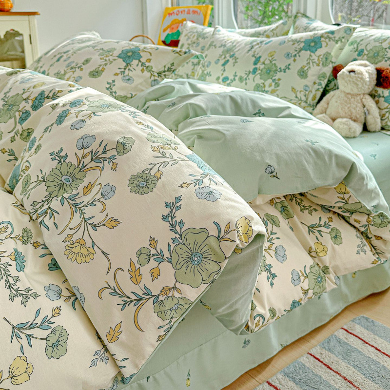ins caricatura para niños algodón cama de cuatro piezas set 100 sábanas de flor de algodón sábanas