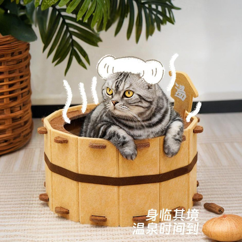 毛毡猫窝四季通用猫咪窝耐磨不掉屑猫抓板猫房子新型猫窝半封闭式|undefined