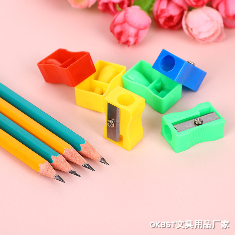 Sacapuntas de lápiz de plástico de color caramelo sacapuntas Sacapuntas de lápiz forma creativa de dibujos animados estudiante de papelería de aprendizaje