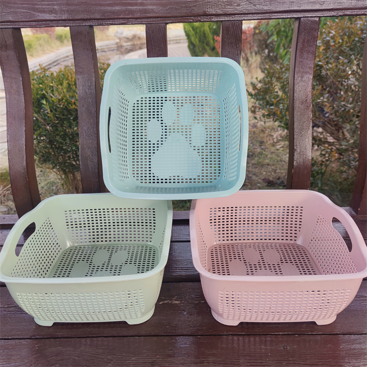 Cesta de drenaje de plástico cuenca de lavado vegetal cocina plato de fruta multifuncional cesta de verduras de plástico cesta de lavado de verduras cuadradas
