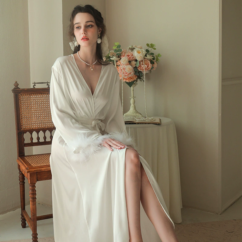 Bathrobe for bride, long bridesmaid dress