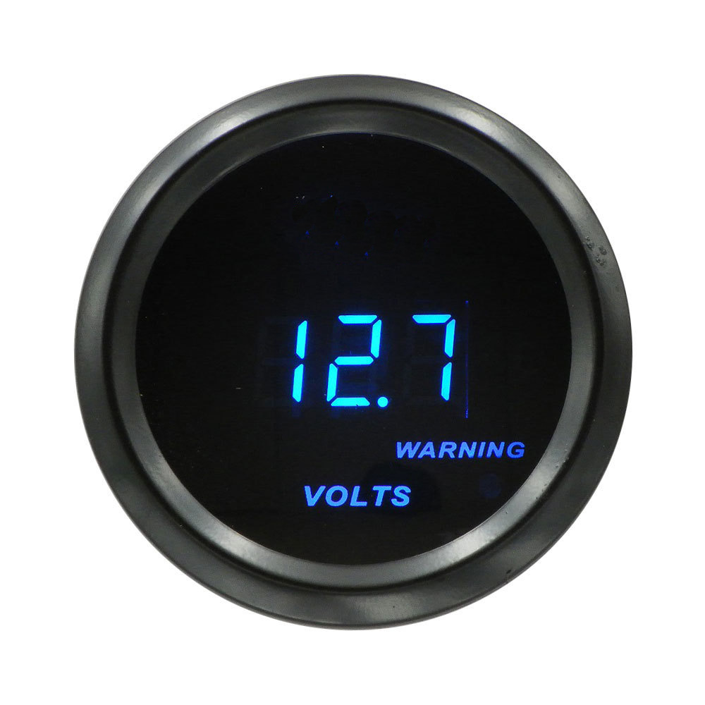 12V Universal Car Modified Instrument 52mm Black Circle Blue Digital Display Voltmeter 8-16V Car Instrument