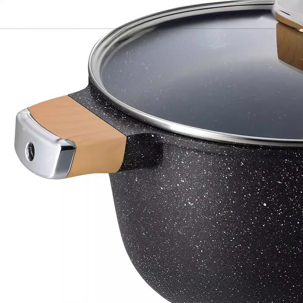 10-piece aluminium set wok de fundición a presión de aluminio wok antiadherente de piedra médica de comercio exterior wok doméstico