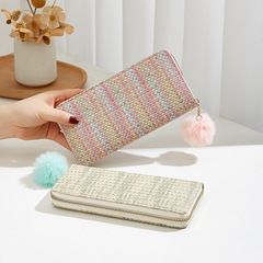 2024 Korean Version New Single Zipper Multi-Function Iridescent Long Women's Wallet Fashion Bag Mobile Phone Bag Handbag