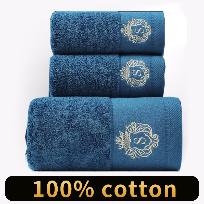 Cross-Border Pure Cotton Bath Towel, Extra Large and Thick, All-Cotton Adult Swimming Towel, Soft with Embroidered Logo, Suitable for Hotel and Beach Use
