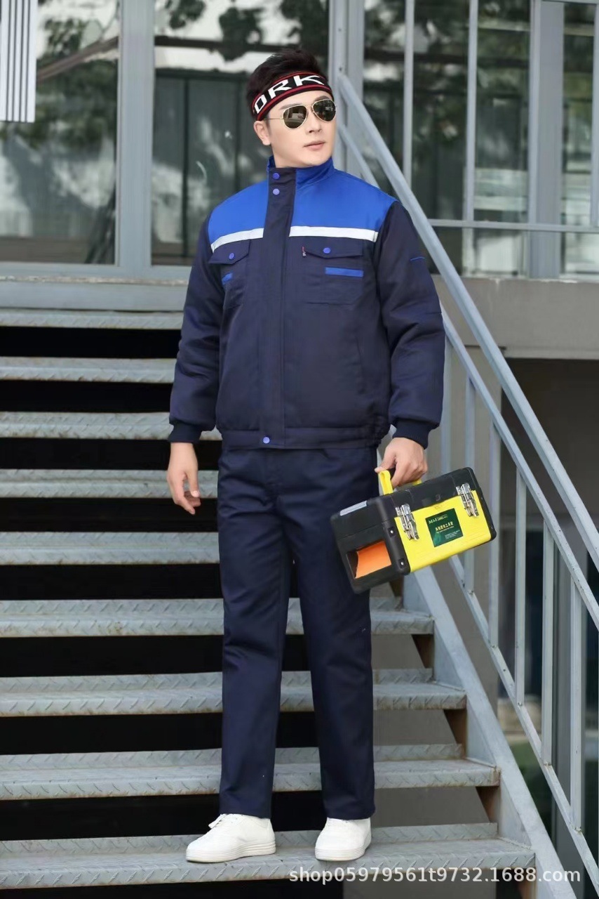 Invierno calentamiento reflectante ropa de trabajo de algodón ropa de algodón media y larga ropa de trabajo de protección contra el frío ropa de trabajo chaqueta de algodón mayorista