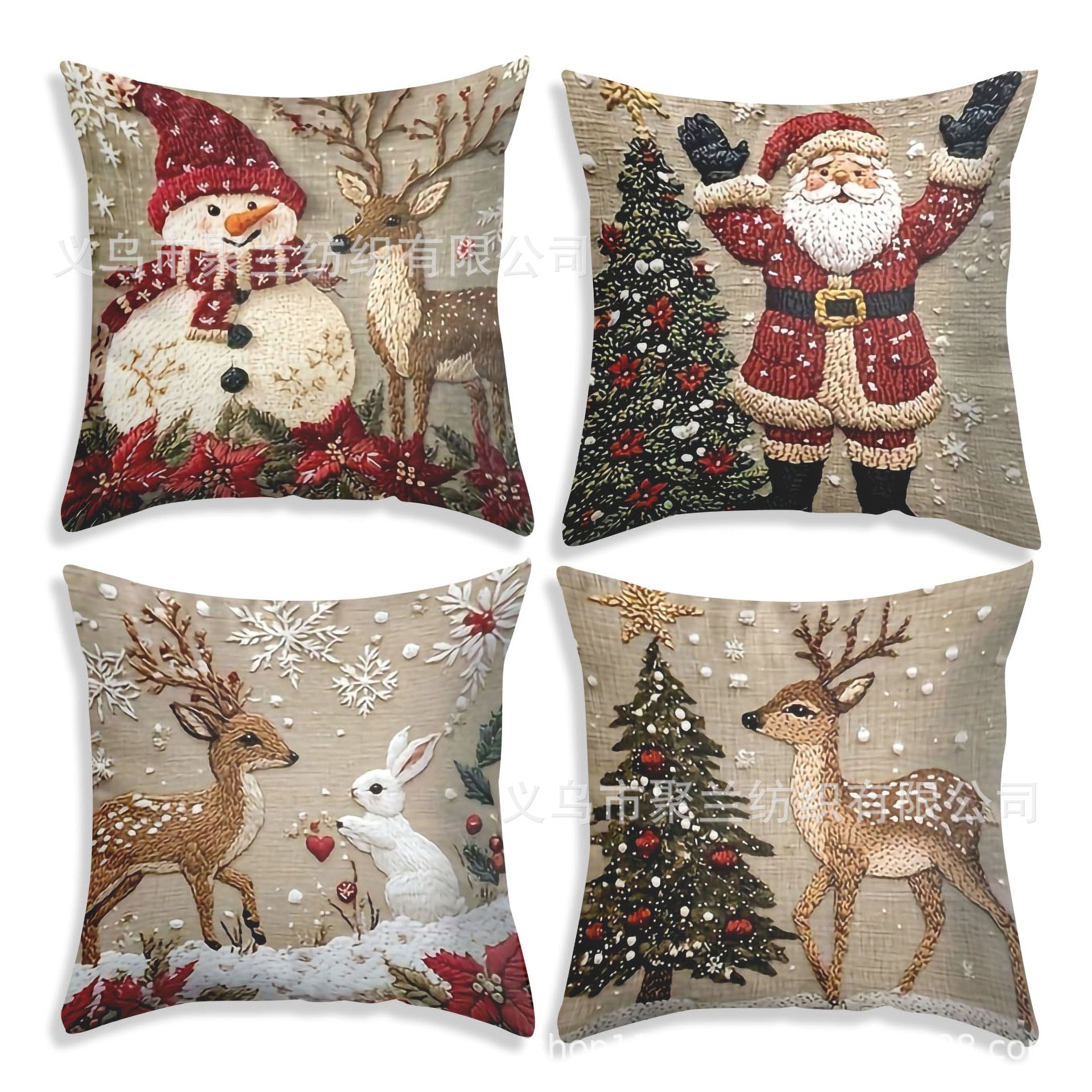 Navidad encontrada explosión abrazo funda de almohada festivales conejo alce decoración sofá atmósfera sensación de lino funda de cojín al por mayor image 26