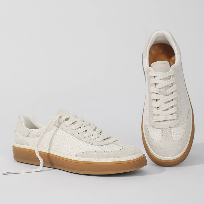 New Foreign Trade Breathable Sports Casual Shoes, Lace-Up Low-Top Leather Sneakers, Comfortable Running Shoes, German Training Shoes for Men