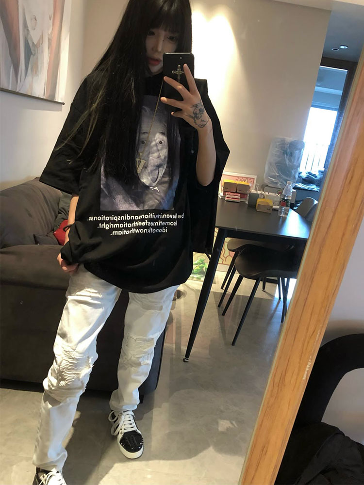 Men's Clothing high street fog style trend hole pleated jeans men and women the same style all match casual all match_voghion.com