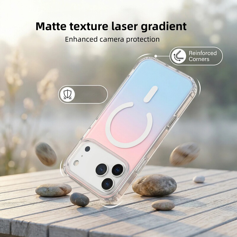 Suitable for Apple 17 Pro Phone Case, Colorful iPhone 16 Matte Chameleon 17 New Magsafe Magnetic Case