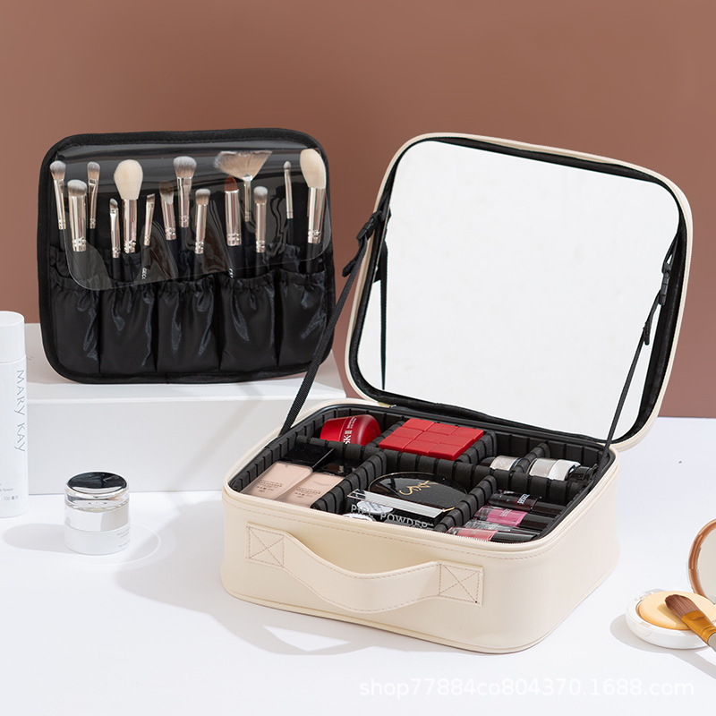 Espejo bolsa de almacenamiento portátil caja de almacenamiento de cosméticos caja de maquillaje simple portátil estilo coreano bolsa de viaje para mujeres multifuncional