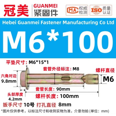 Анкерный болт Guanmei стандарт GB 6х100