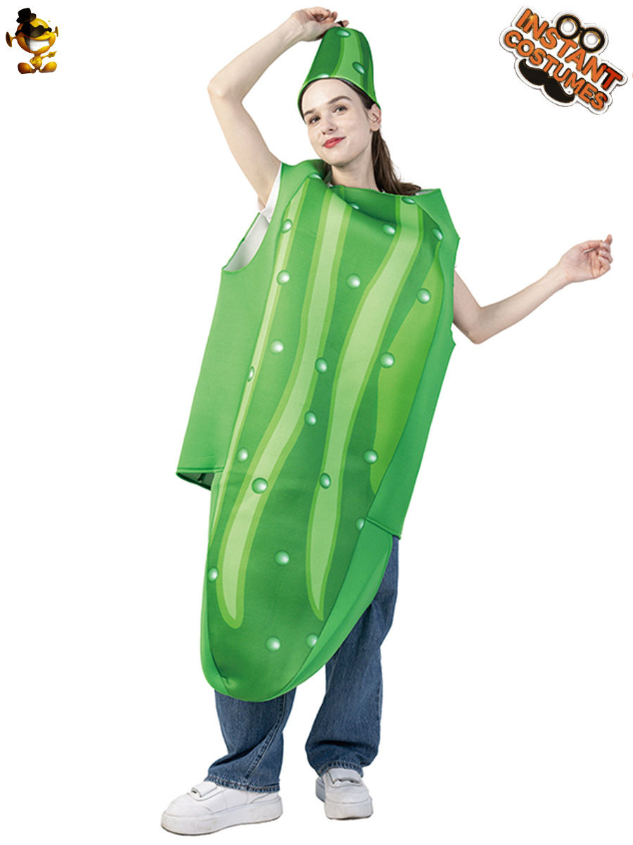 Adulto Halloween divertido cos ropa de pepino ropa para padres e hijos ropa de pareja actuación carnaval ropa de frutas