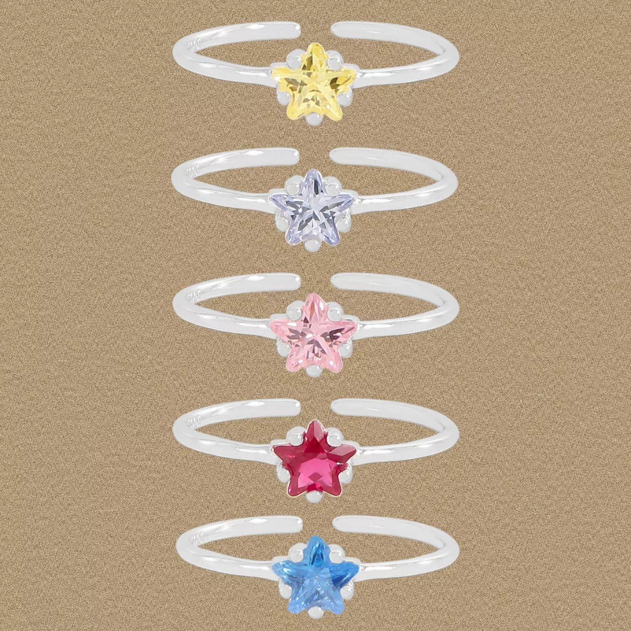 1742韩版INS小众轻奢设计简约彩色星星锆石戒指纯银S925女银指环